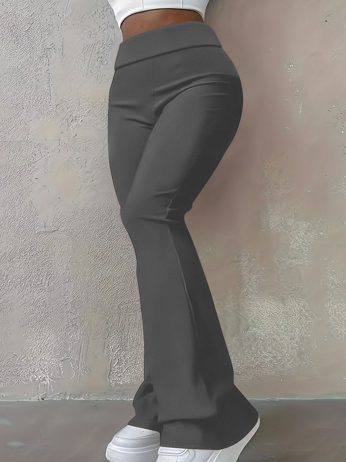 Pantalons flared taille haute pour femmes avec ceinture retournée et qualité stretch sculptante Echoarchiv