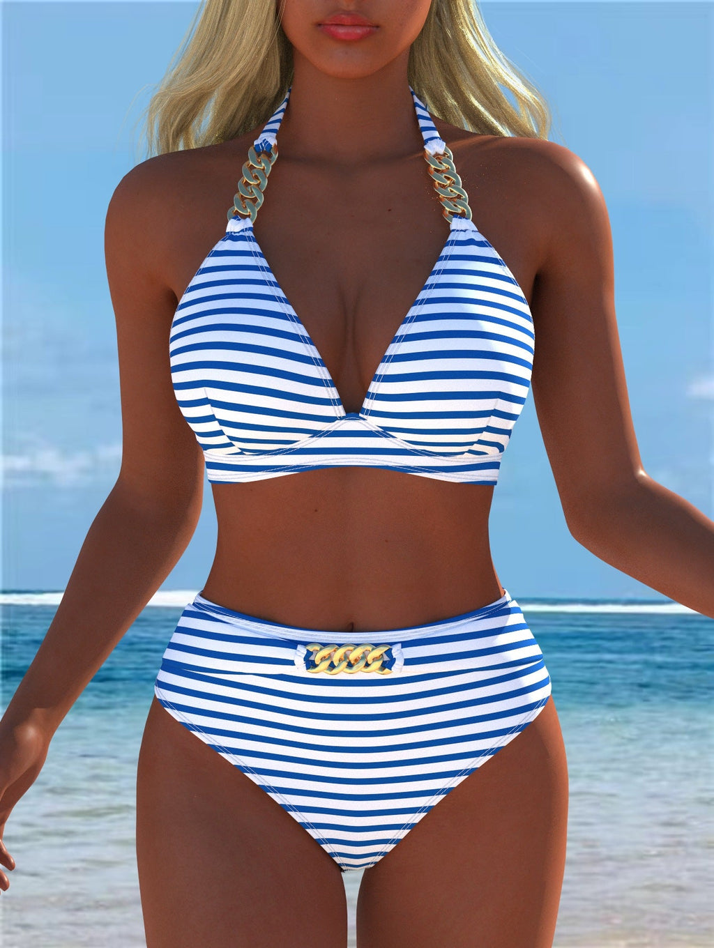 Bikini pour femmes avec motif marbré luxueux et détails raffinés R&B