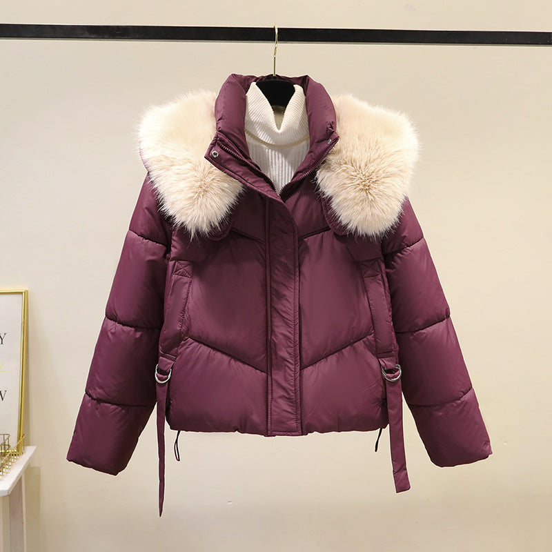 Doudoune courte pour femmes avec un col en fausse fourrure volumineux et une ceinture Echo Archiv