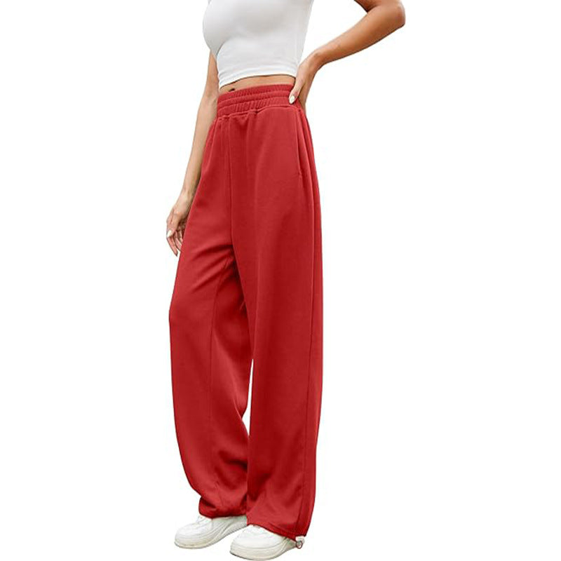 Pantalon palazzo pour femmes en sweat à coupe décontractée avec taille haute confortable, cordon de serrage et poches latérales Echo Archiv