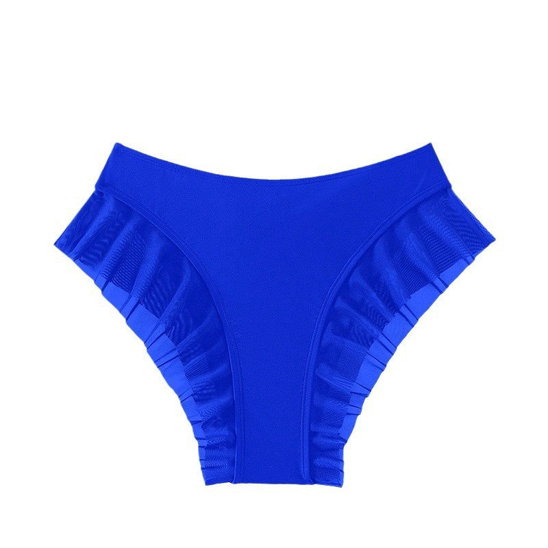 Slip de bikini taille haute pour femmes avec un détail de volants volumineux R&B