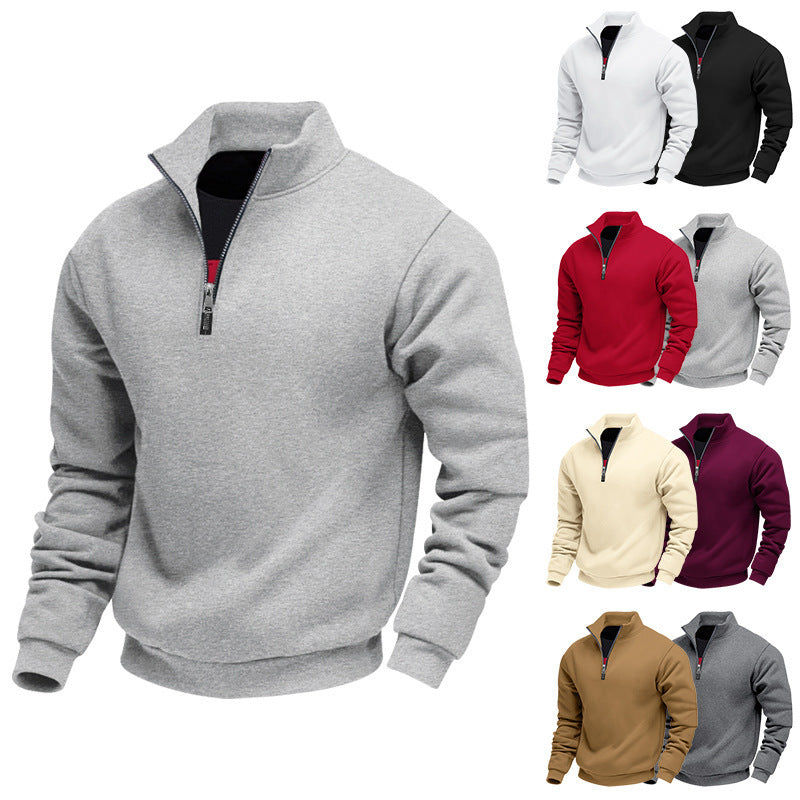 Sweat-shirt homme confortable à demi-zip avec col montant, intérieur légèrement gratté et ourlet côtelé Echo Archiv