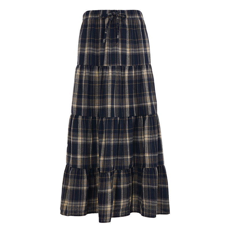 Jupe maxi à carreaux pour femmes en look superposé R&B