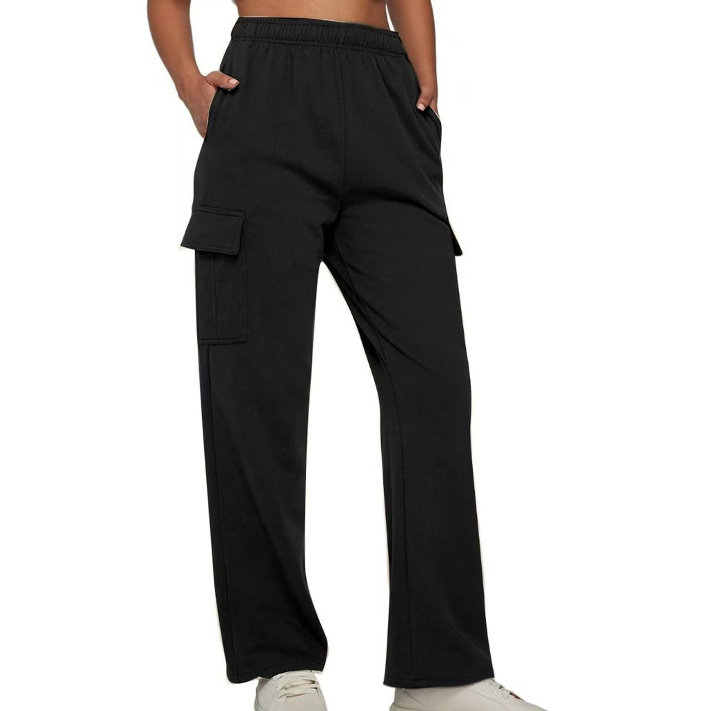 Pantalon de jogging cargo relaxed-fit pour femmes avec jambe droite, taille élastique et poches plaquées Echo Archiv