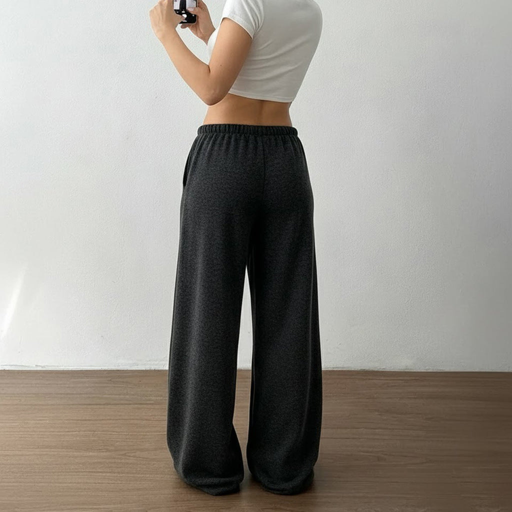 Pantalon de lounge large taille haute pour femmes avec cordon et coupe fluide Echo Archiv