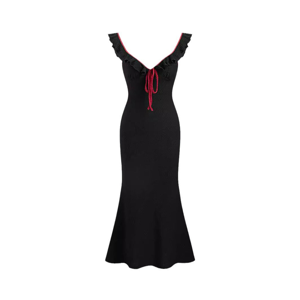 Robe maxi fluide pour femmes avec détails en volants R&B
