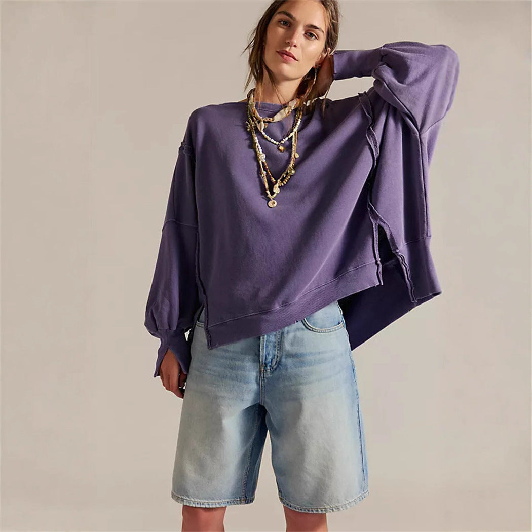 Sweatshirt oversized pour femmes avec manches ballon, coutures ouvertes et fentes latérales Echo Archiv