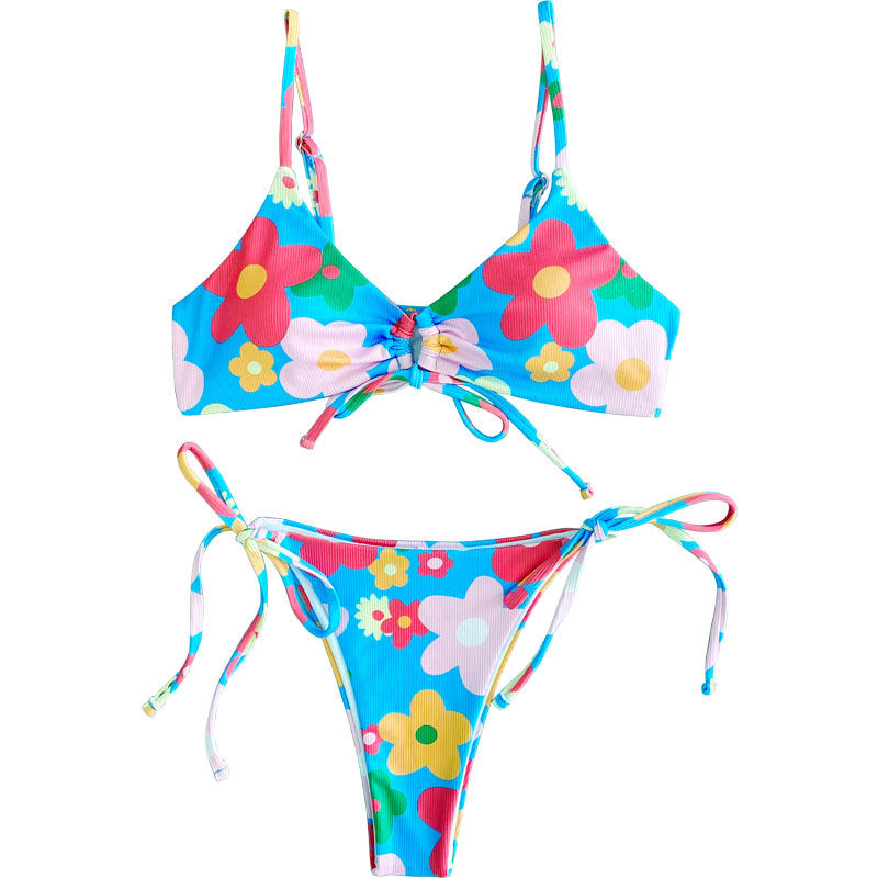 Bikini triangle femme avec design floral et bretelles réglables R&B