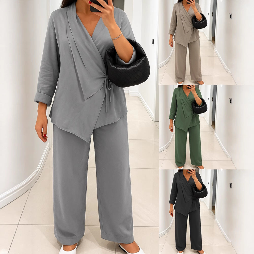 Ensemble Chemise et Pantalon en Lin Décontracté pour Femmes R&B