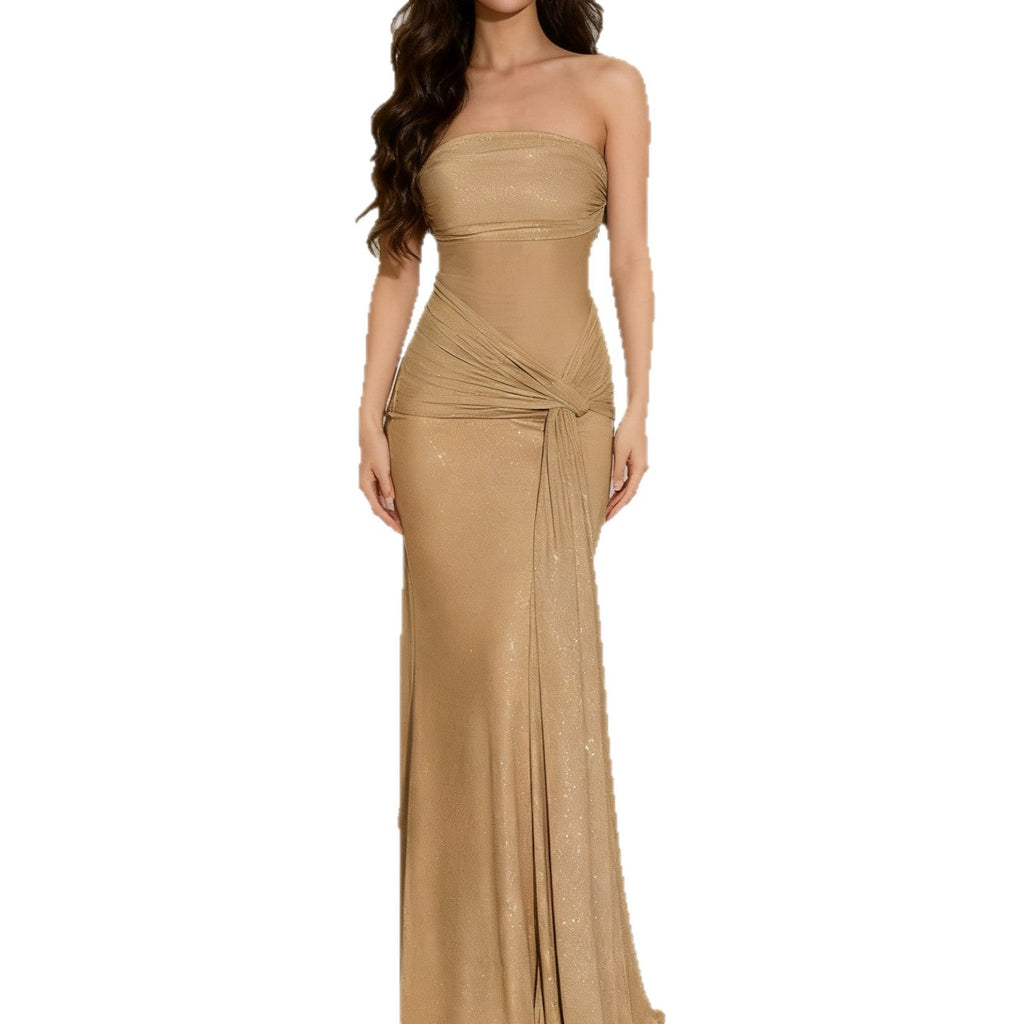 Robe Glamour Sans Manches pour Femmes avec Écharpes Élégantes R&B