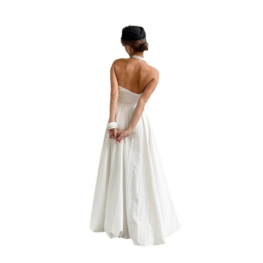 Robe maxi sans bretelles pour femmes avec fente haute élégante et jupe fluide R&B