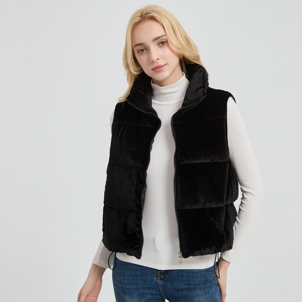 Gilet d'isolation en velours matelassé pour femmes avec col montant et ourlet ajustable Echo Archiv