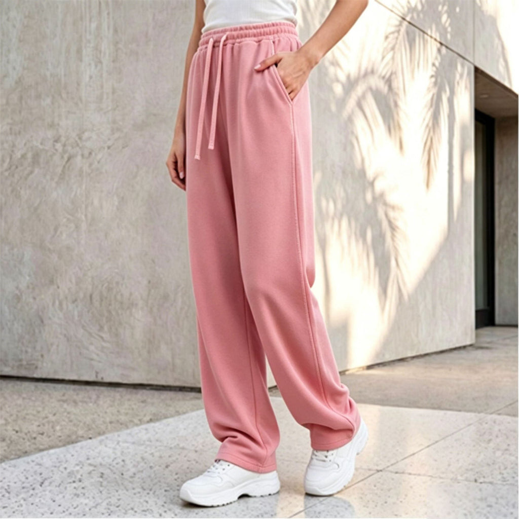 Pantalon palazzo lounge pour femmes avec taille confortable, cordon de serrage, poches latérales et couture décorative Echo Archiv