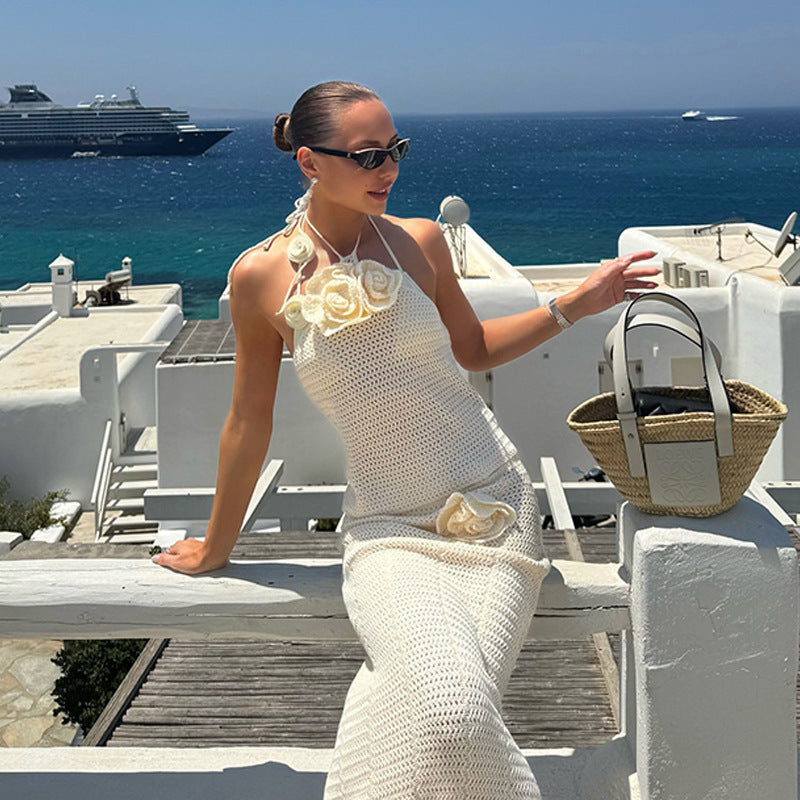 Ensemble de plage élégant en crochet pour femmes avec accents floraux R&B