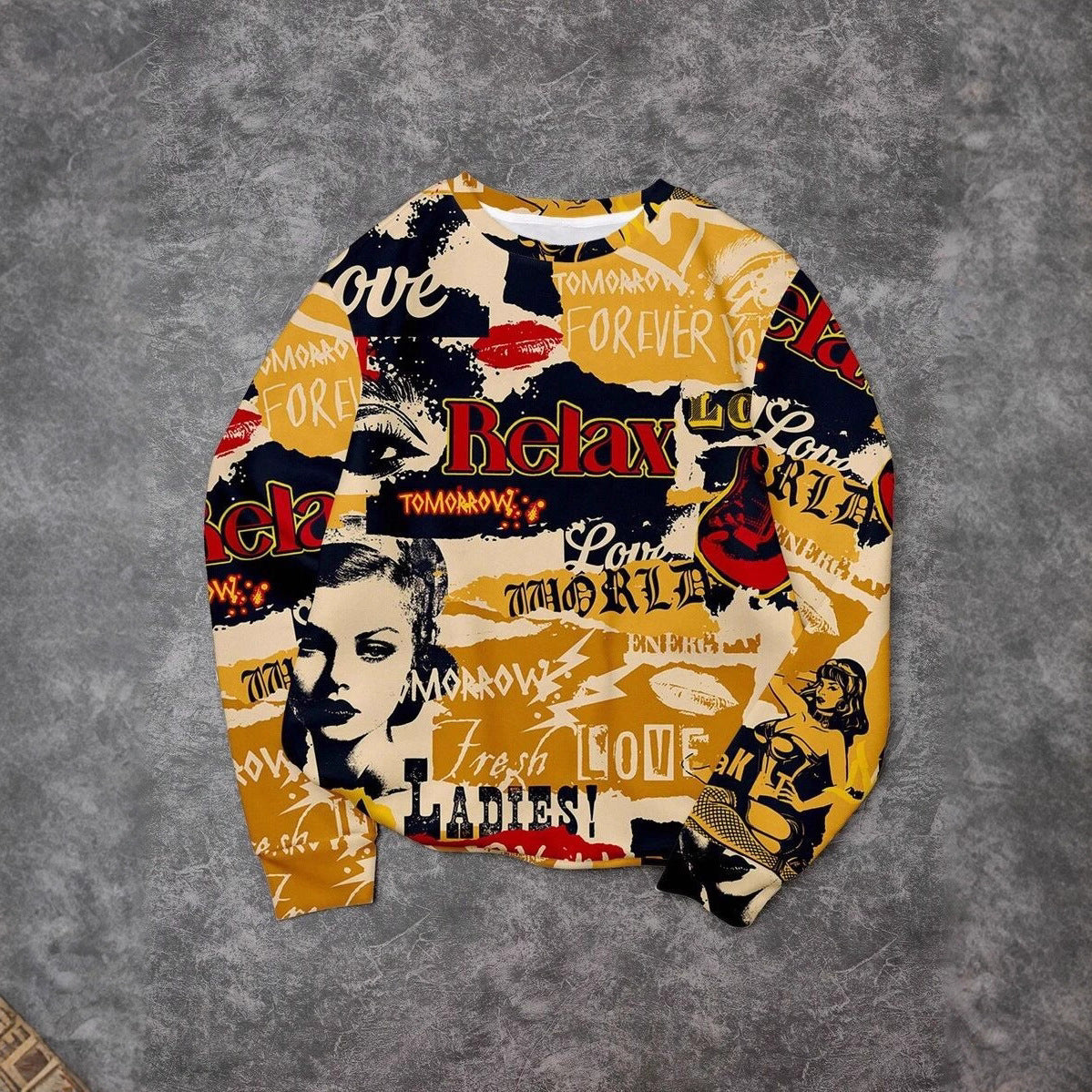 Sweatshirt décontracté pour femmes avec impression graphique créative Echoarchiv
