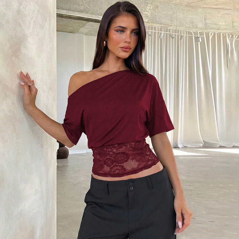 Blouse Femme Off-Shoulder avec Détails en Dentelle Heidi-Mode
