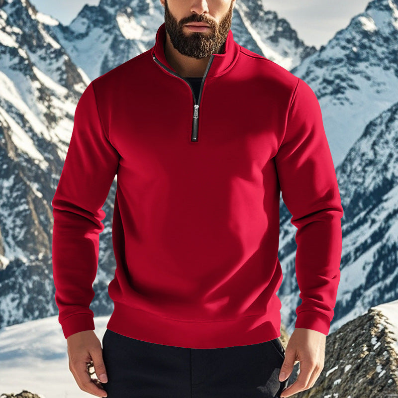Sweat-shirt homme confortable à demi-zip avec col montant, intérieur légèrement gratté et ourlet côtelé Echo Archiv