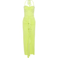 Robe maxi élégante pour femmes avec des détails de volants raffinés et des bretelles spaghetti Heidi-Mode