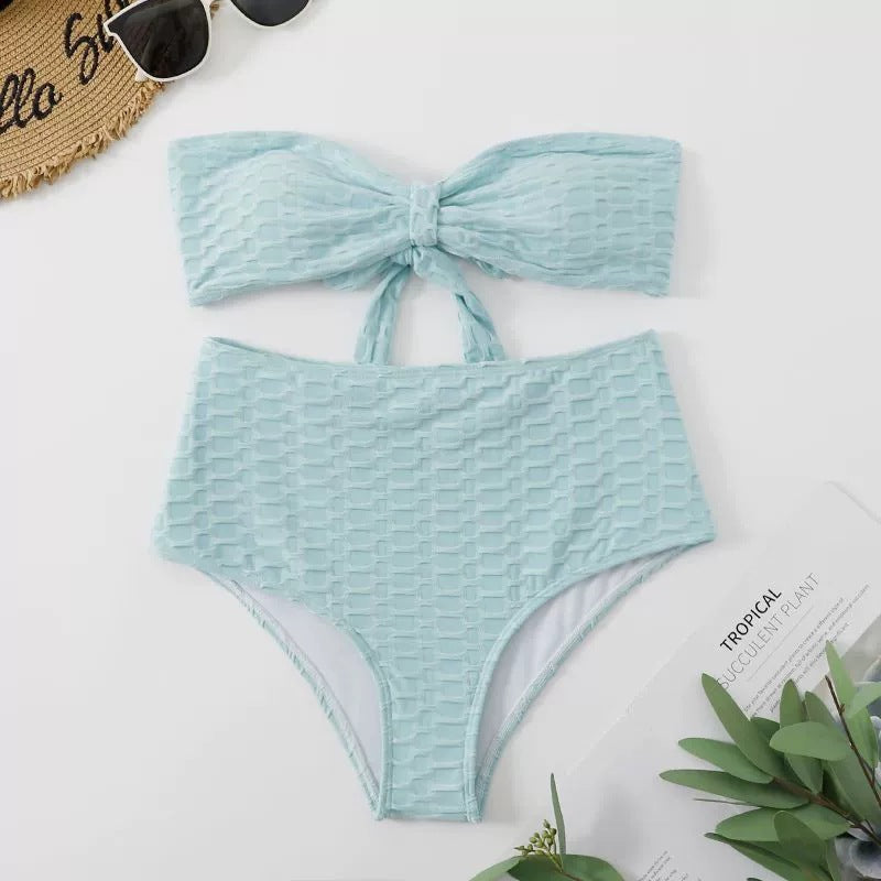 Bikini Femme Taille Haute avec Détail de Nœud Stylé R&B