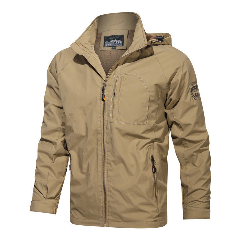 Veste de transition légère pour hommes, déperlant, avec capuche et poches zippées fonctionnelles Echo Archiv