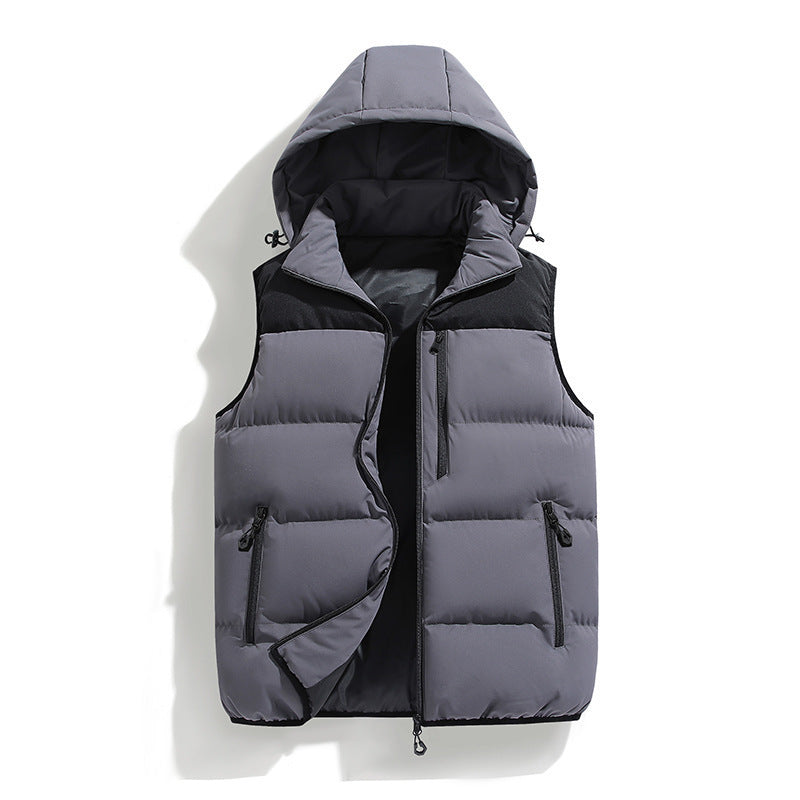 Gilet d'extérieur rembourré pour hommes avec capuche
