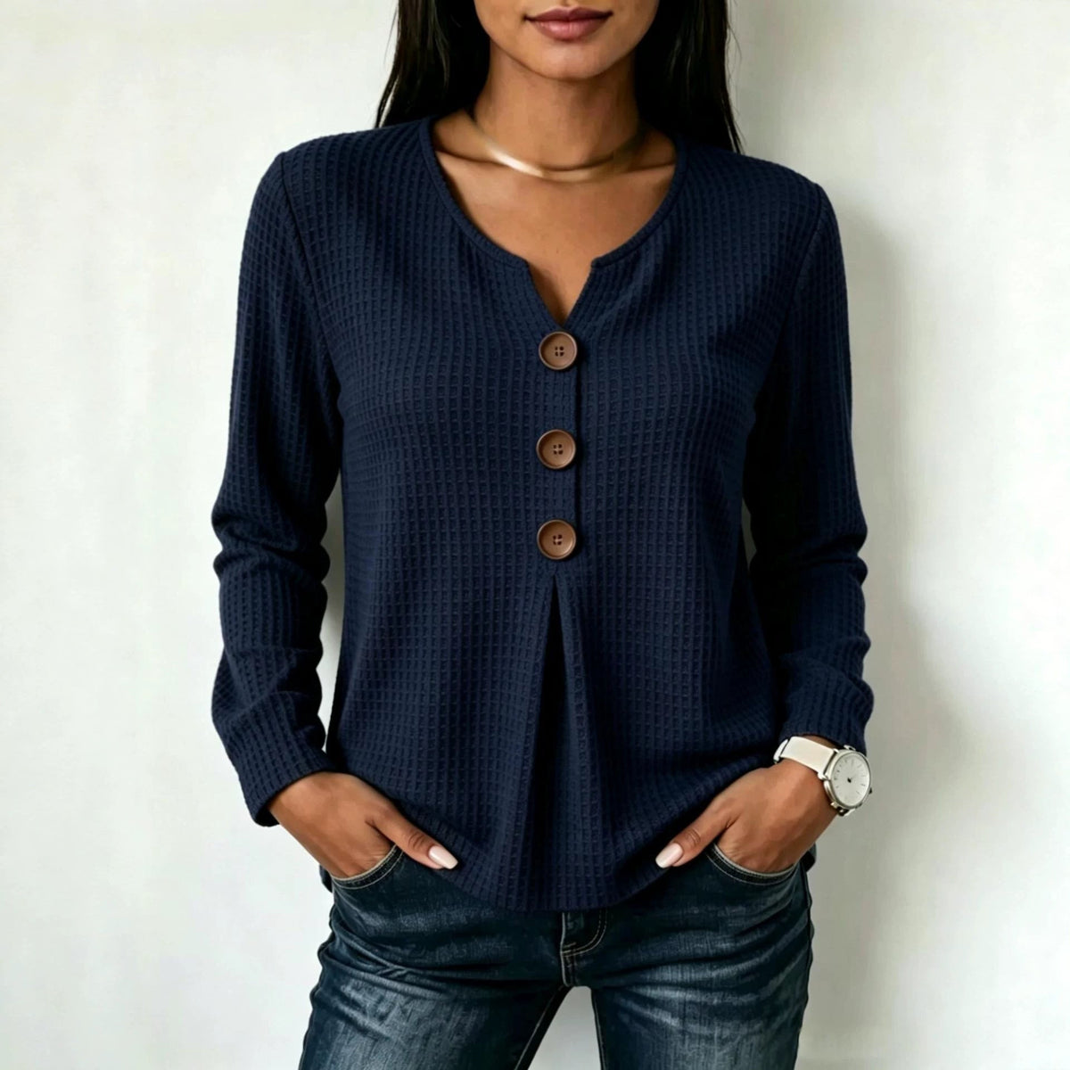 Chemisier Long Femme Mode avec Détails de Boutons