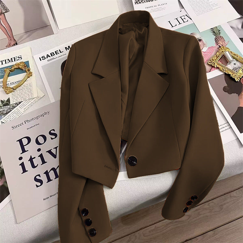 Blazer Cropped pour Femmes avec Col Châle