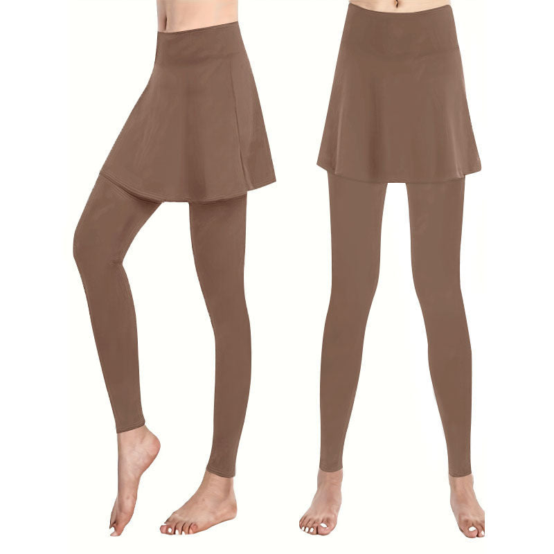 Leggings Taille Haute pour Femmes avec Superposition de Jupe Echoarchiv