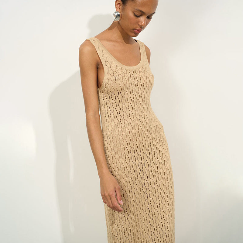 Robe maxi décontractée élégante pour femmes avec un motif tricot raffiné R&B