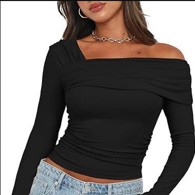 Chemisier Femme Off-Shoulder à Manches Longues
