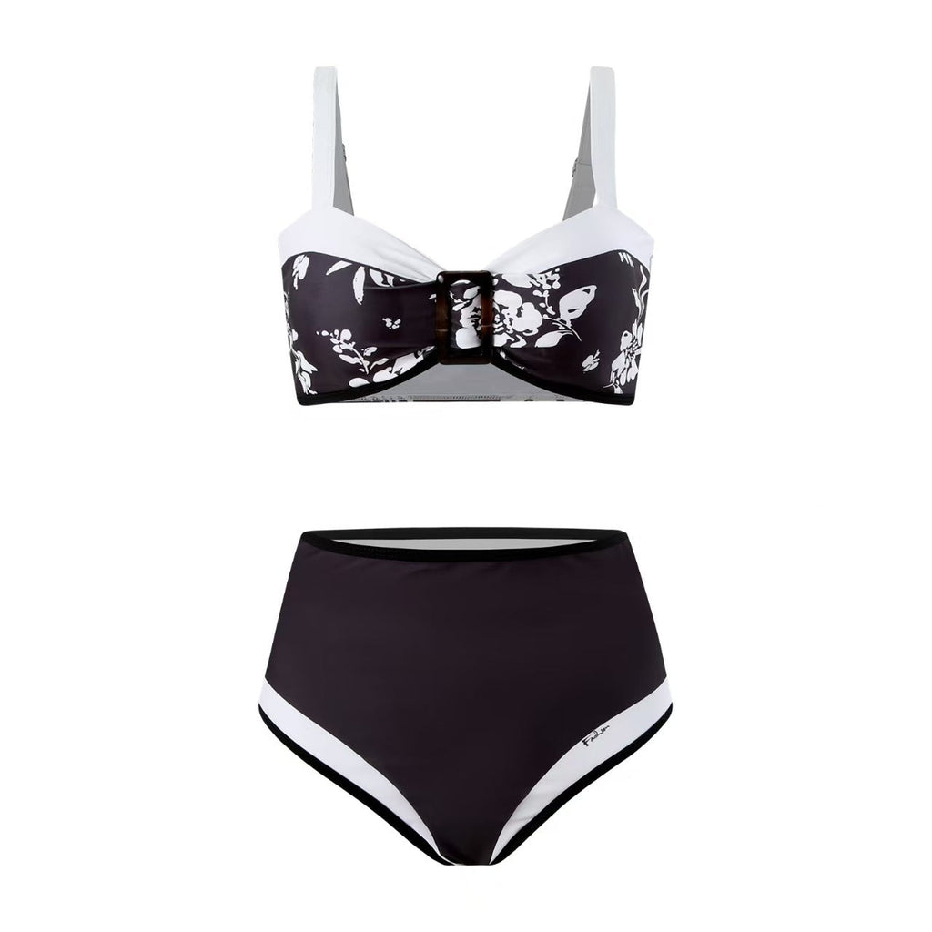 Ensemble de bikini taille haute pour femmes avec motif floral et bretelles réglables Echo Archiv