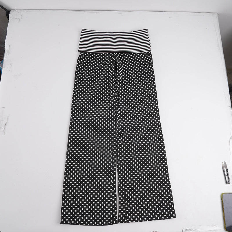 Pantalon Marlene large pour femmes avec taille haute à revers et jersey stretch à pois Echo Archiv
