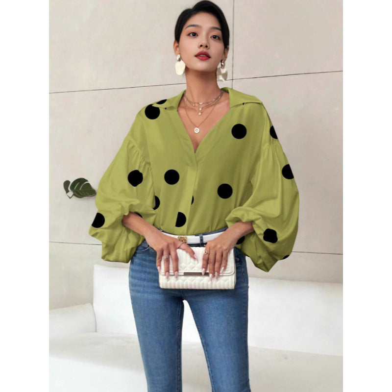 Blouse femme avec des manches ballon volumineuses et un col élégant Heidi-Mode