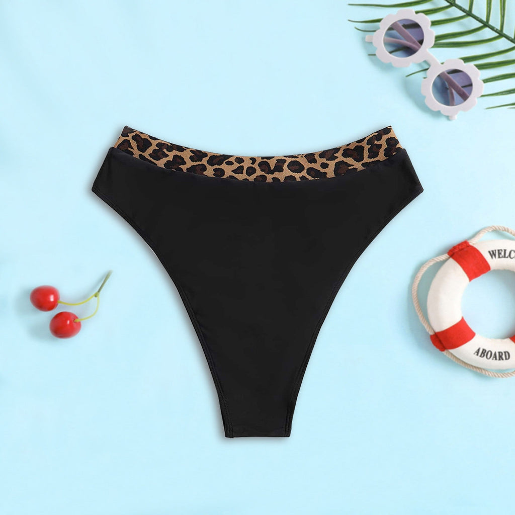 Bas de bikini taille haute pour femmes avec motif léopard à la mode R&B