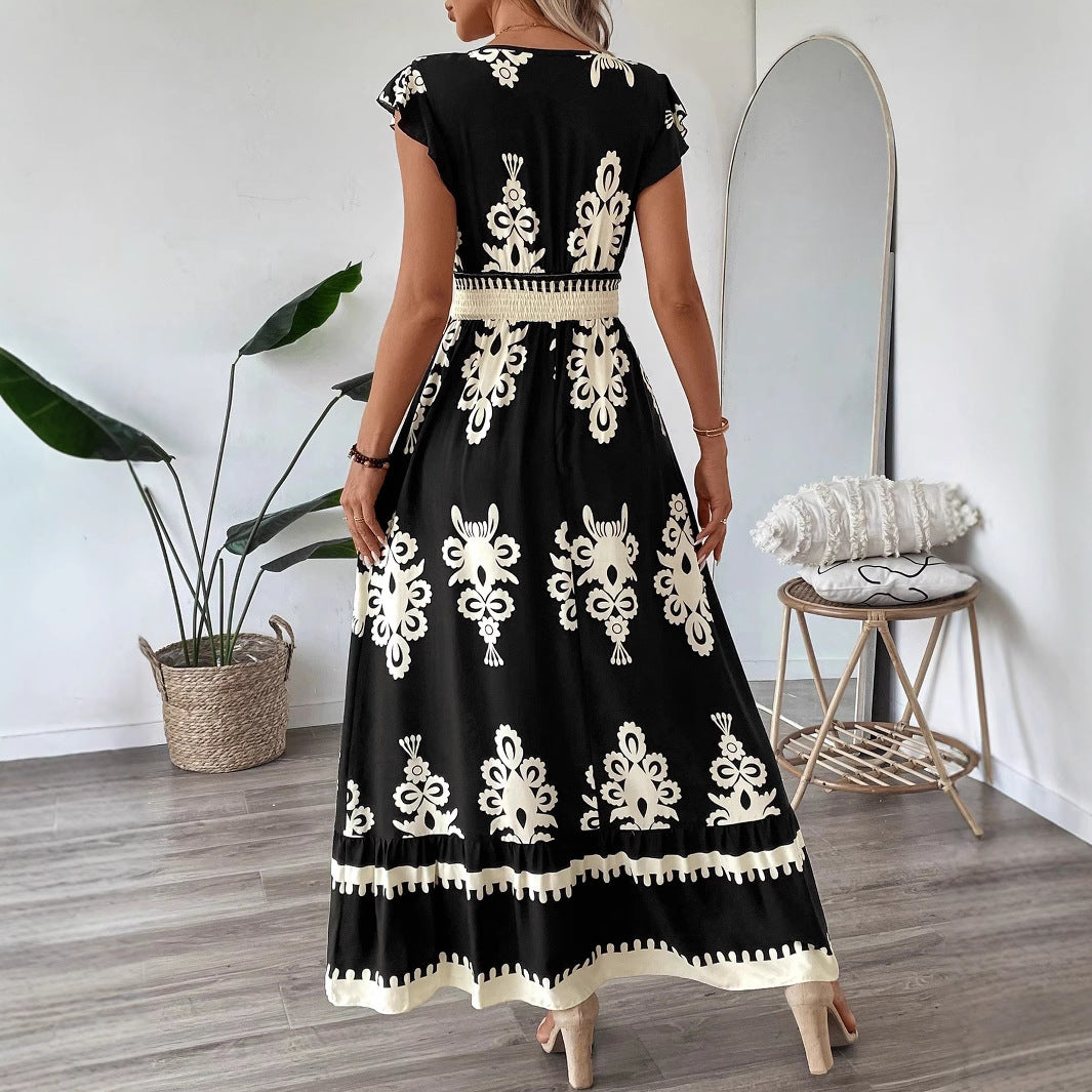 Robe maxi élégante pour femmes avec un fascinant imprimé R&B