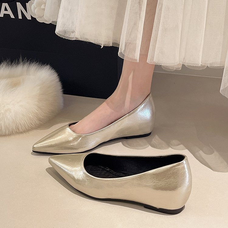 Ballerines pointues pour femmes à la mode en cuir de haute qualité R&B