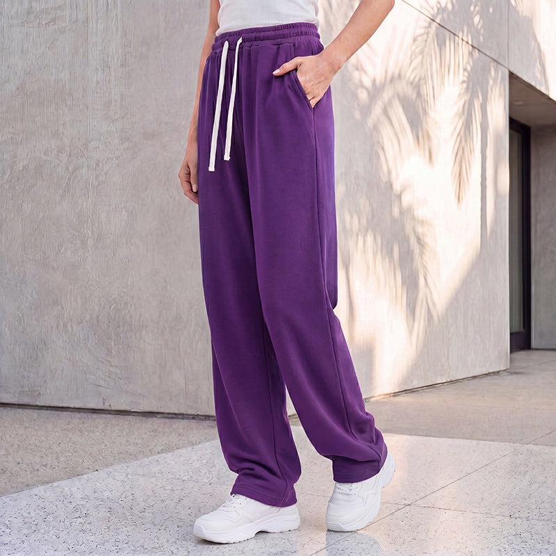 Pantalon palazzo lounge pour femmes avec taille confortable, cordon de serrage, poches latérales et couture décorative Echo Archiv