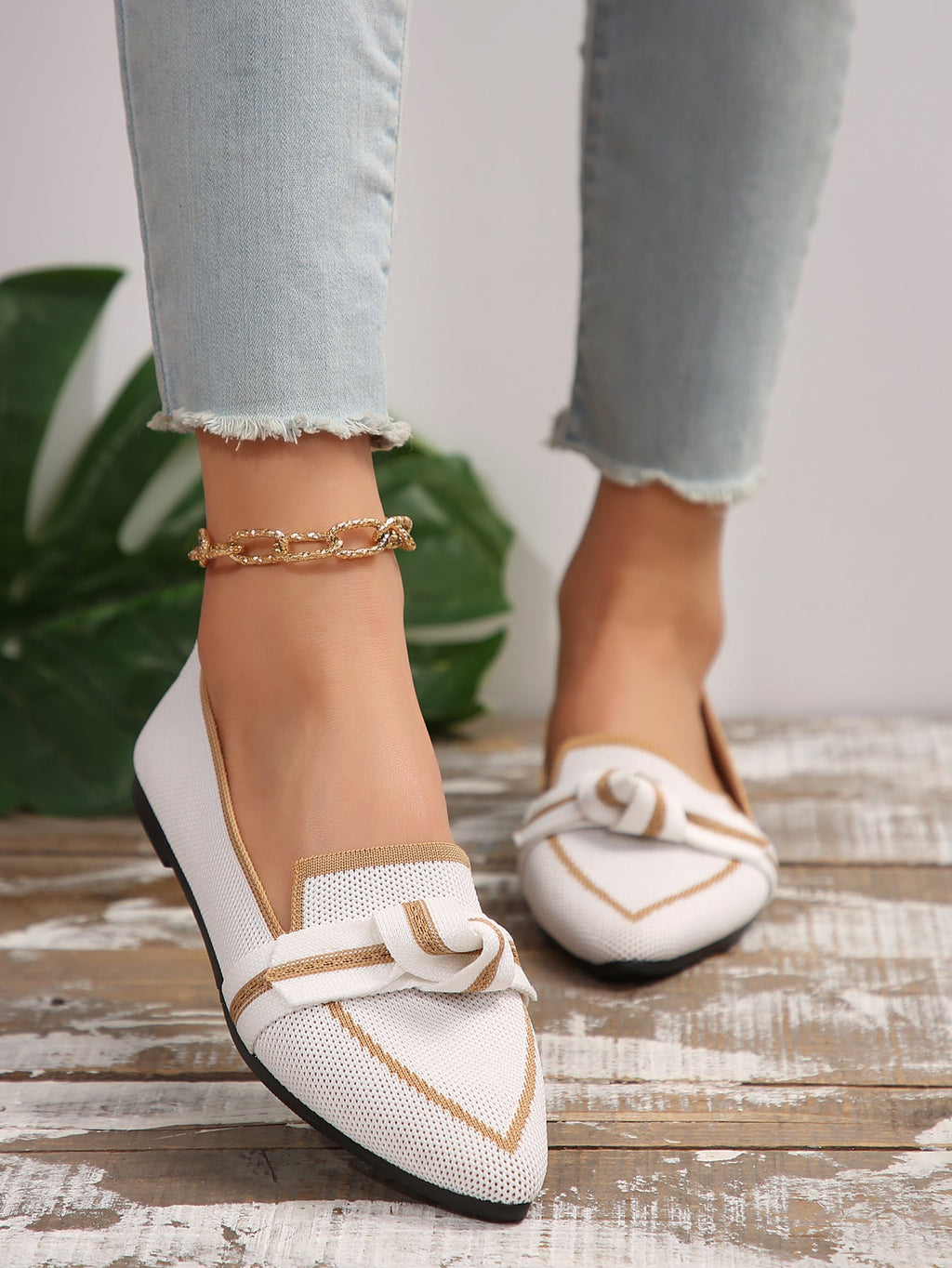 Ballerines à brides pour femmes avec détails en nœuds et tige respirante R&B