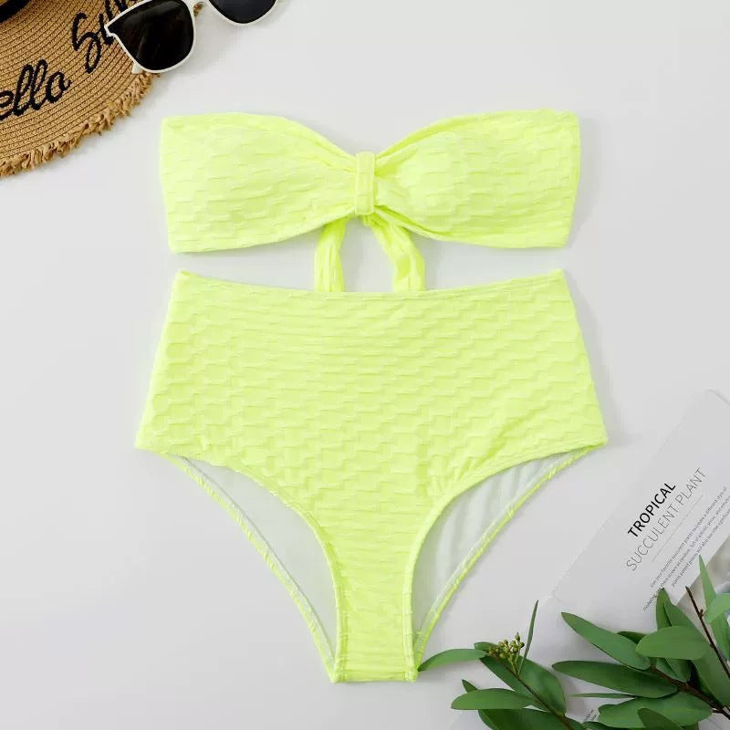 Bikini Femme Taille Haute avec Détail de Nœud Stylé R&B