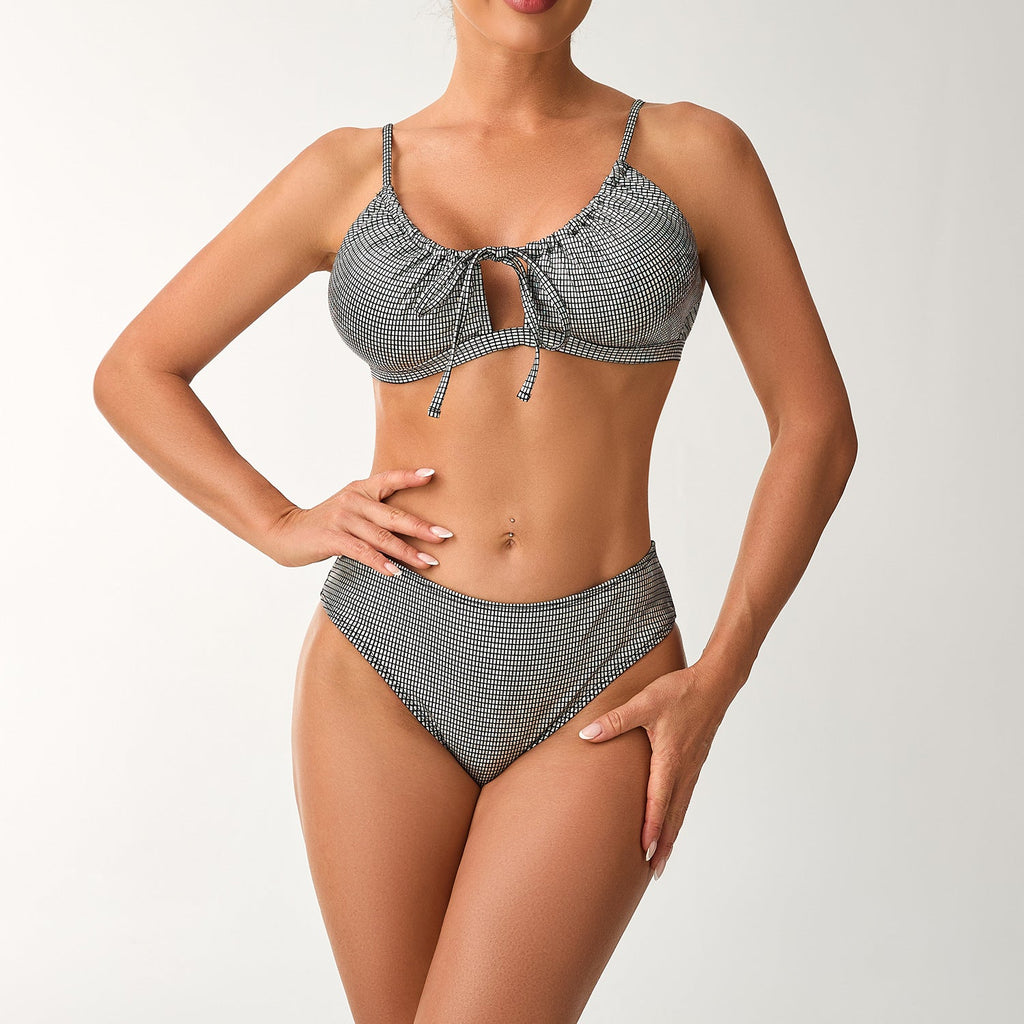 Ensemble de bikini taille haute pour femmes avec haut ajustable et détails en volants R&B