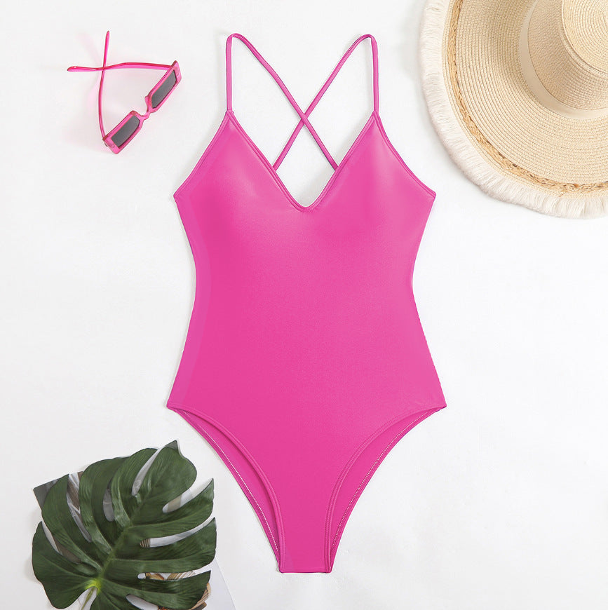 Maillot de bain une pièce sportif pour femmes avec bretelles croisées R&B
