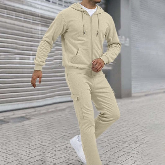 Ensemble de sweat à zip athlétique pour hommes avec pantalon de jogging cargo, coutures ergonomiques et bords côtelés Echo Archiv
