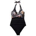 Maillot de bain une pièce femme à décolleté haut avec haut floral R&B