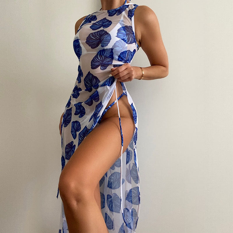 Robe de plage pour femmes avec ensemble bikini assorti R&B
