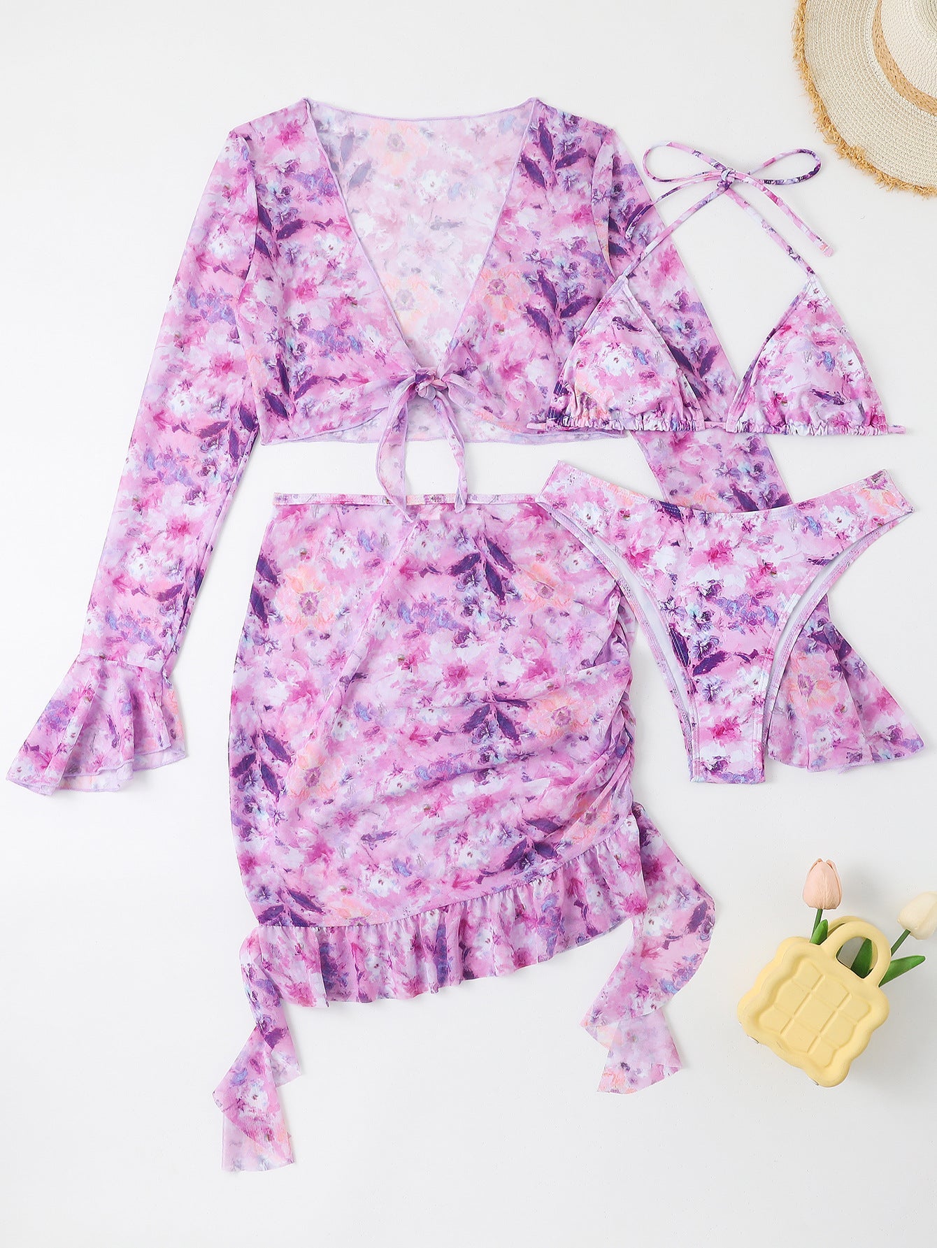 Ensemble de plage pour femmes en trois pièces avec design floral Echo Archiv