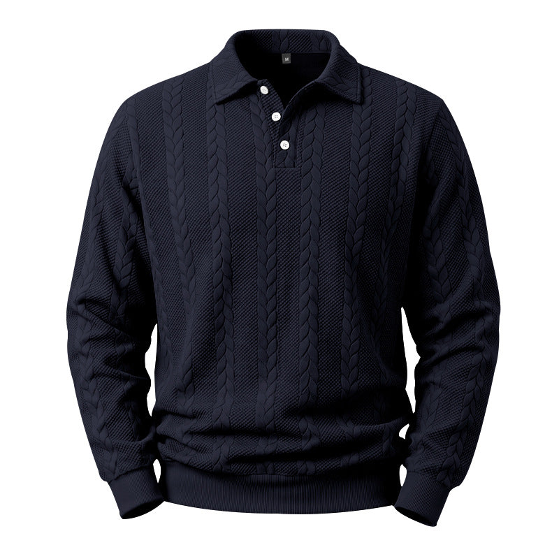 Pull Polo en Câble pour Hommes en Mélange de Coton avec Bords Côtelés Echoarchiv