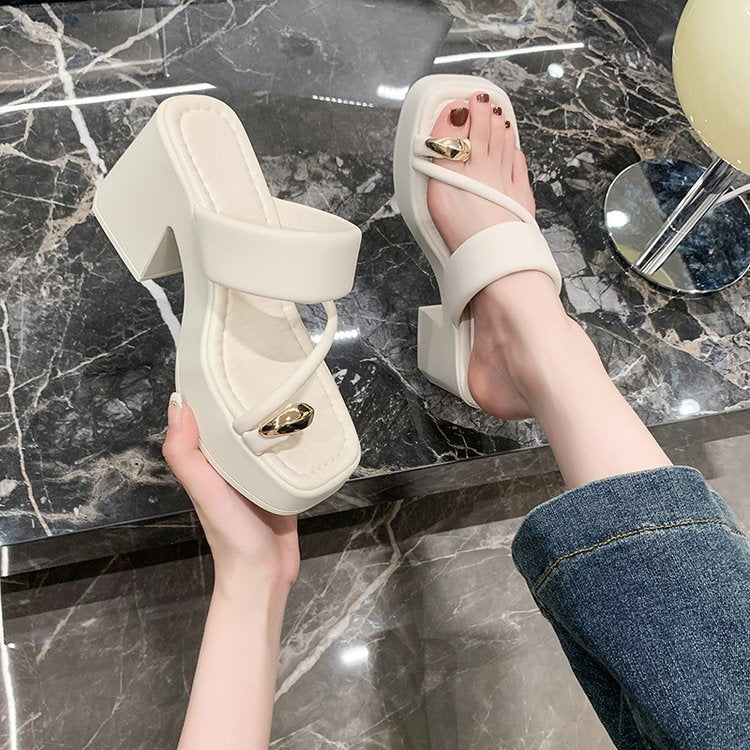 Sandales à brides pour femmes avec talon bloc R&B