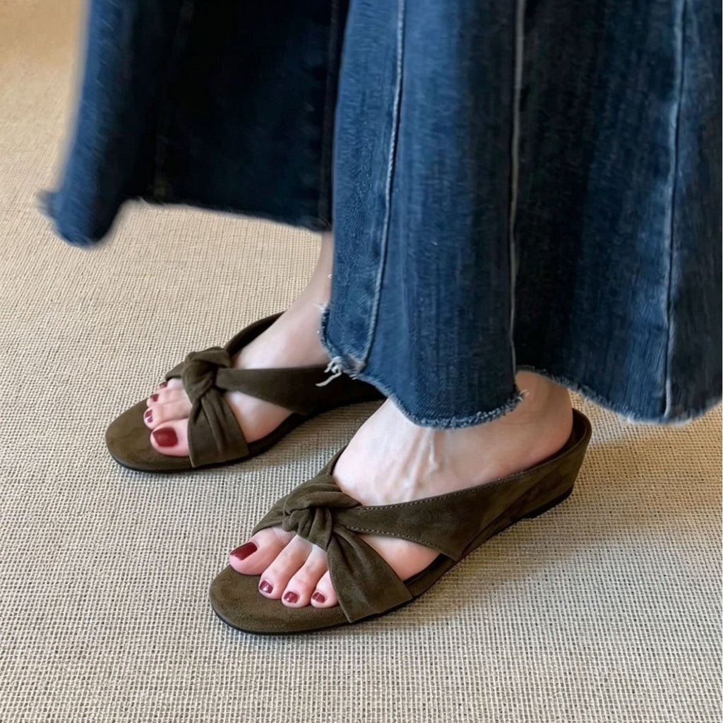 Sandales élégantes à motif en arc pour femmes avec design de lanière nouée R&B