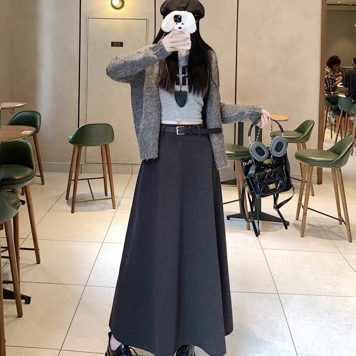 Jupe Maxi Longue Femme avec Coupe Flottante et Ceinture Echo Archiv