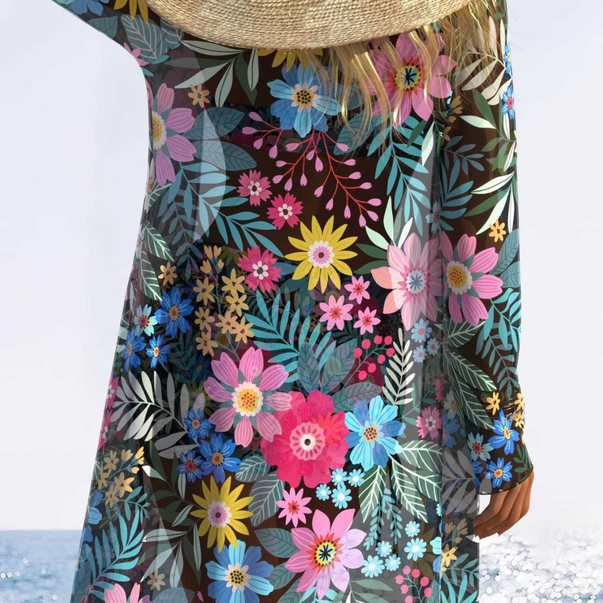 Ensemble de maillot de bain pour femmes avec motif floral et couverture de plage estivale R&B